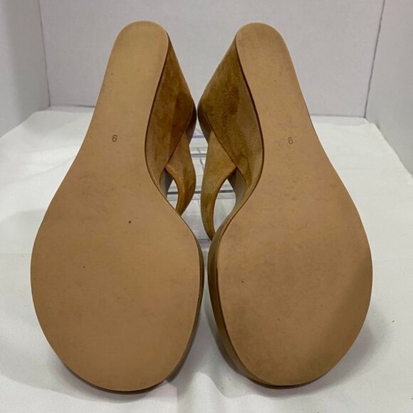 Jeffrey Campbell Suede Wedge Platform Thong Sandals Tan Camel Size 9 - Picture 4 of 9